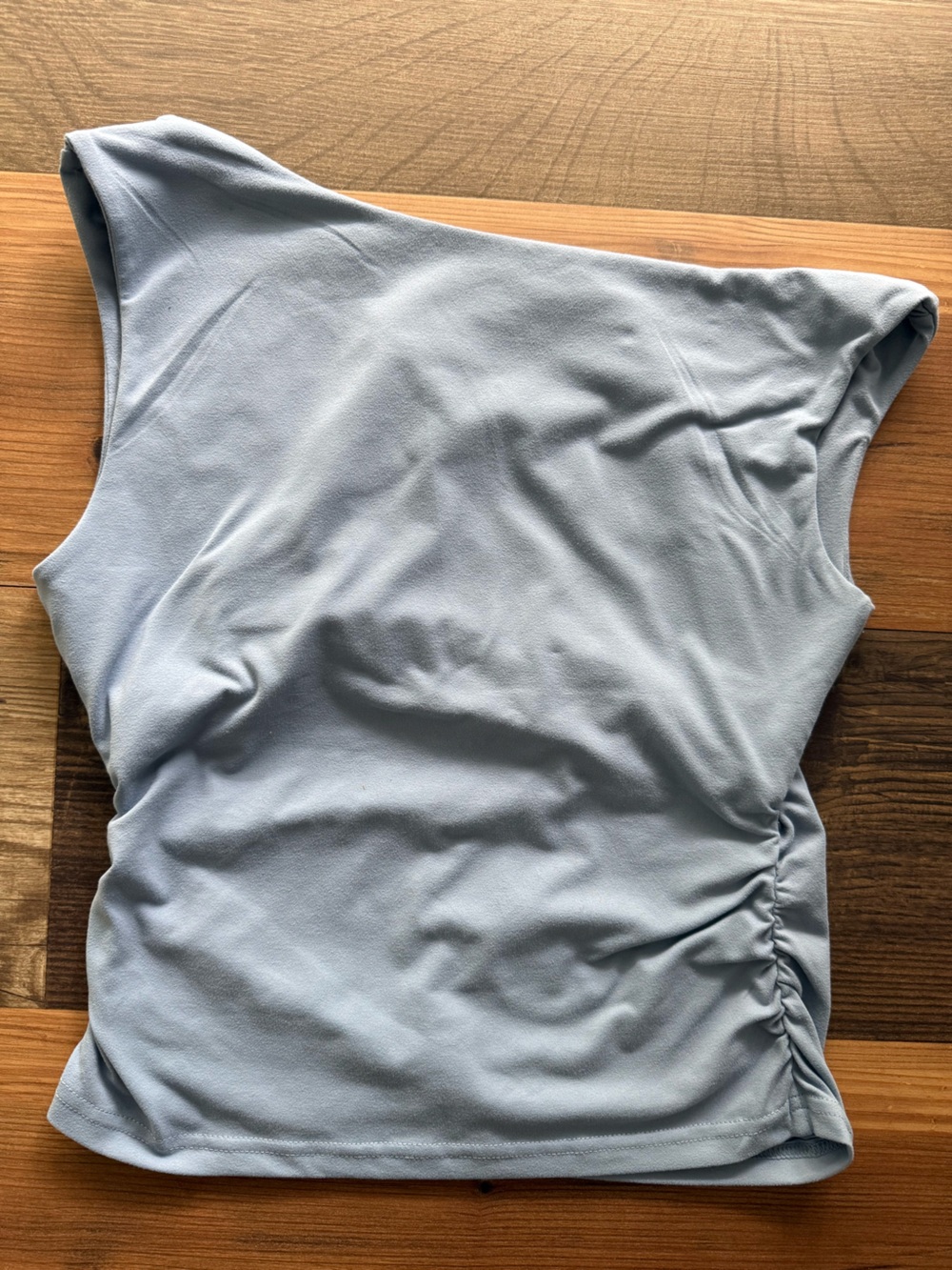 Trendy Queen M Asymmetrical Ruched Side Top Layer Capsule Athleisure Street